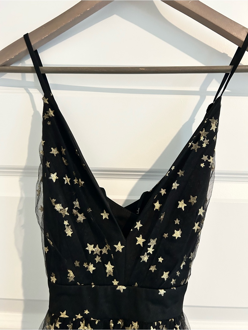 Lulus Favorite Moment Gold and Black Star Print Skater Dress Size S - Picture 6 of 15